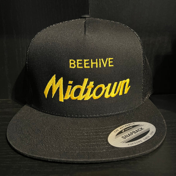 Beehive Collectibles Snapback Trucker Hat - Black Beehive Midtown (Script)
